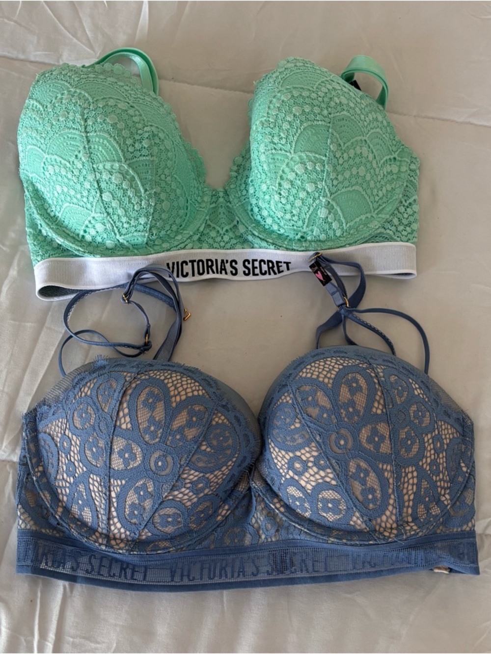 NWT Bundle- Victoria's Secret Mint Green Lace Push-Up Bra 32DD